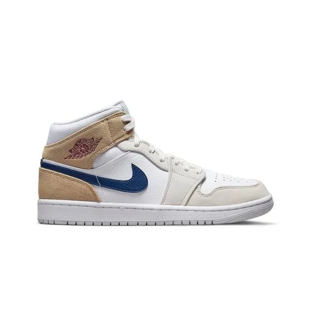 Nike Air Jordan 1 Mid (White/ Team Red/ Khaki/ Blue Void...