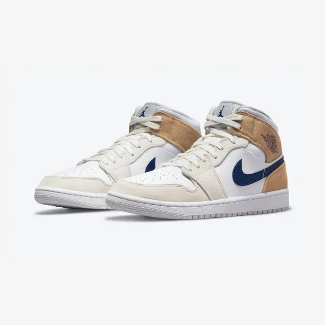 Nike Air Jordan 1 Mid (White/ Team Red/ Khaki/ Blue Void...