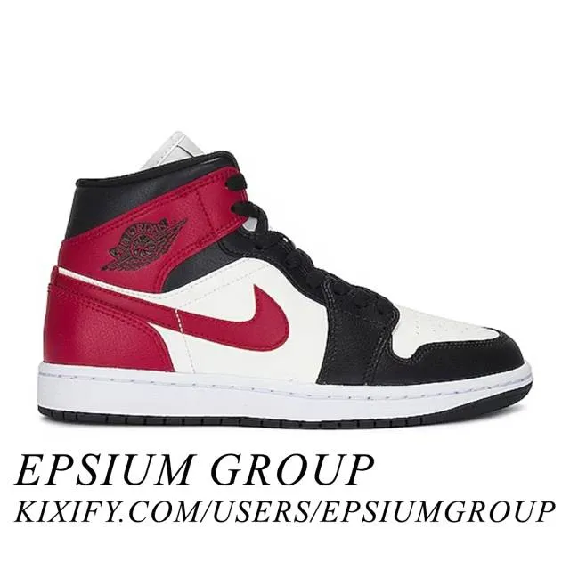 Nike Women's Air Jordan 1 Mid (Black Toe/ Sail/ Off Noir...