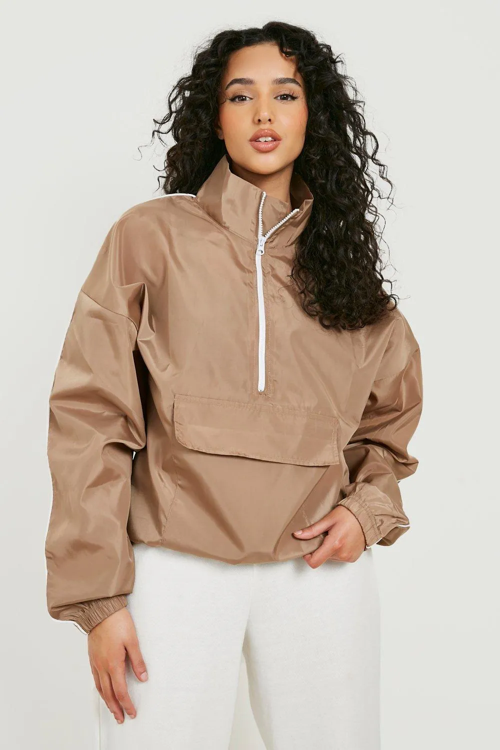 Oversized Funnel Neck Windbreaker