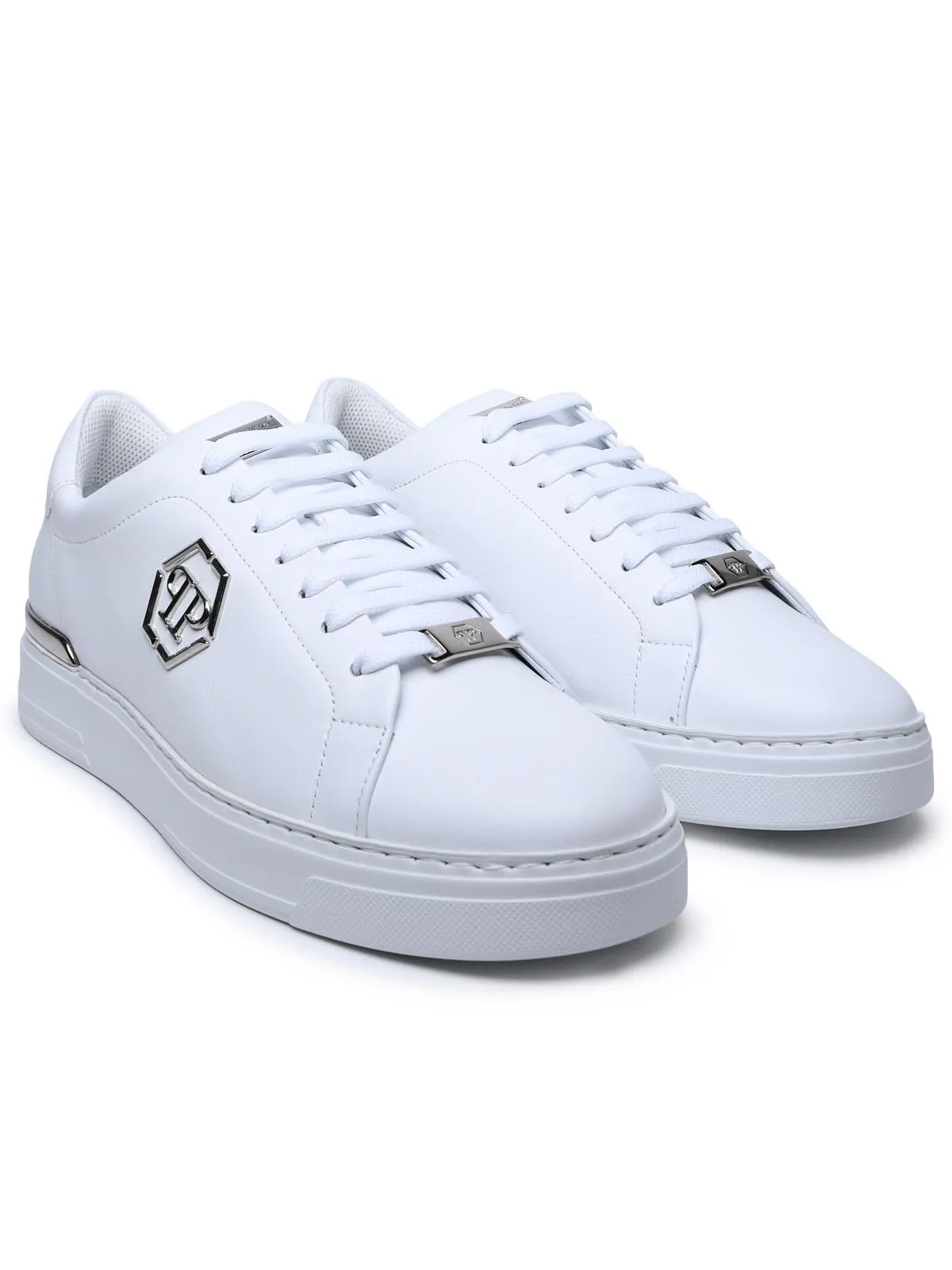 Philipp Plein    Philipp Plein Hexagon White Lear Sneakers