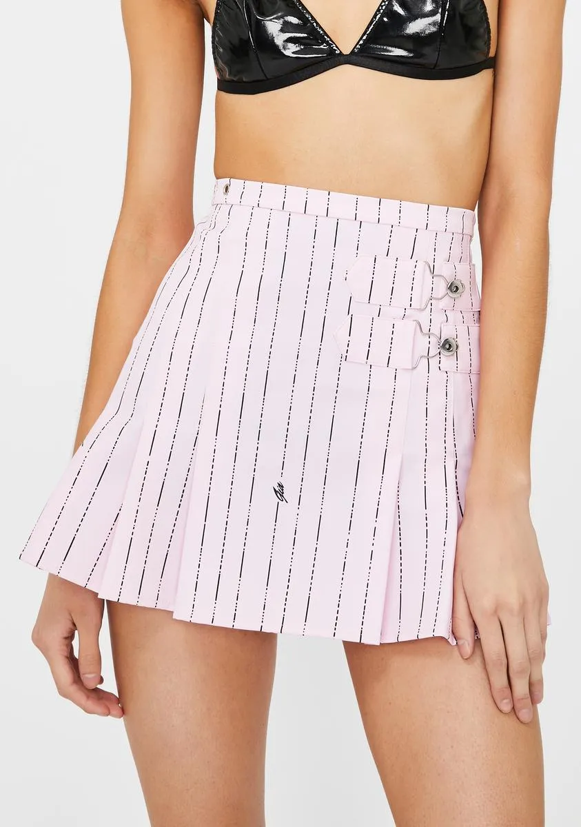 Pink Heather Pinstripe Skirt-