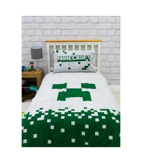 Pixel duvet cover set green/grey Minecraft