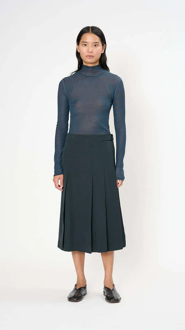 Pleated Wrap Skirt - Caviar