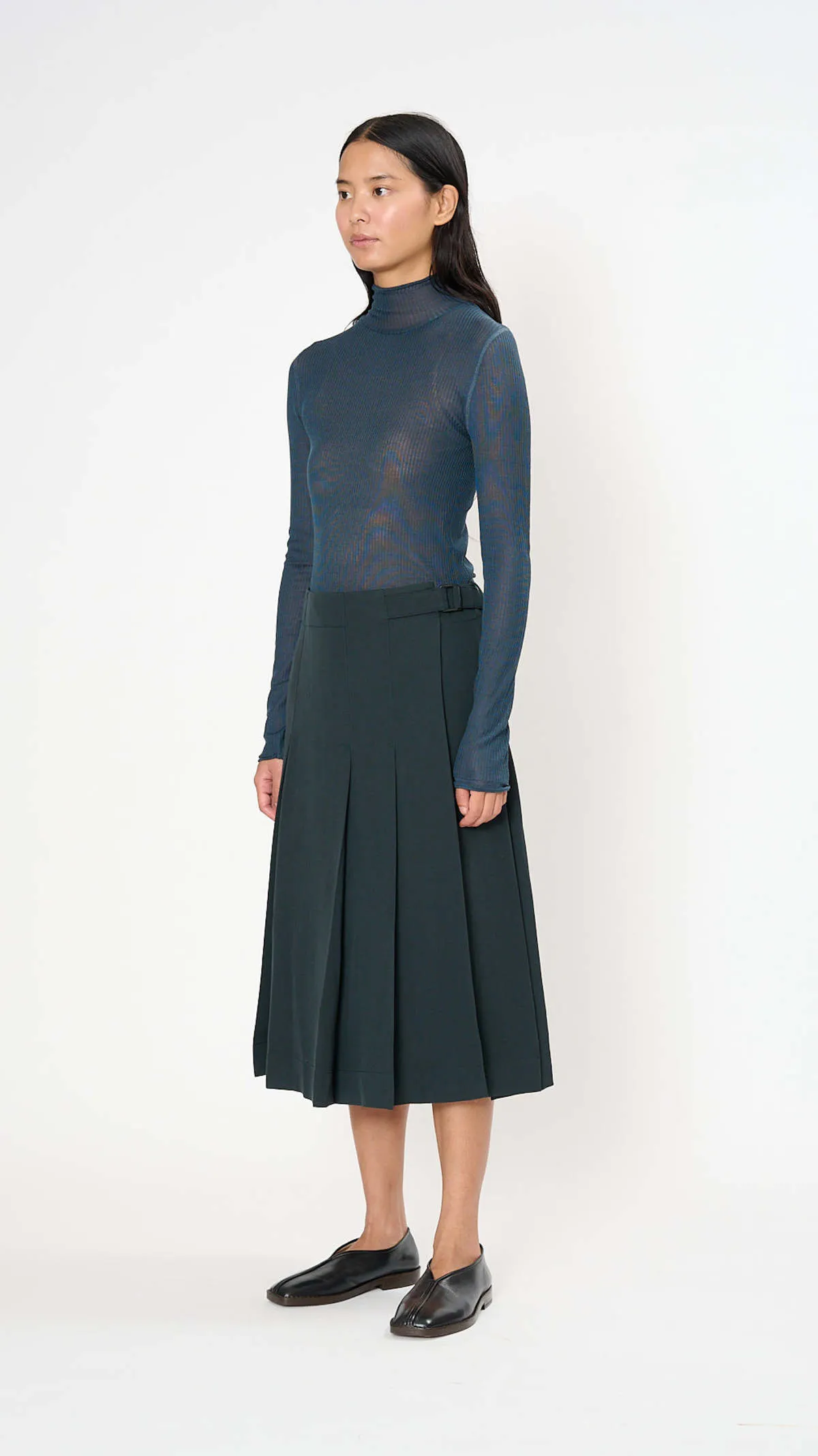 Pleated Wrap Skirt - Caviar