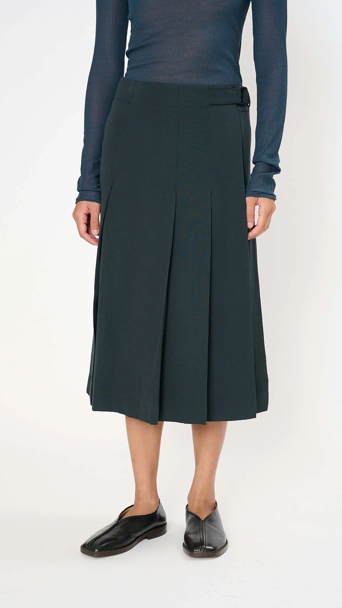 Pleated Wrap Skirt - Caviar