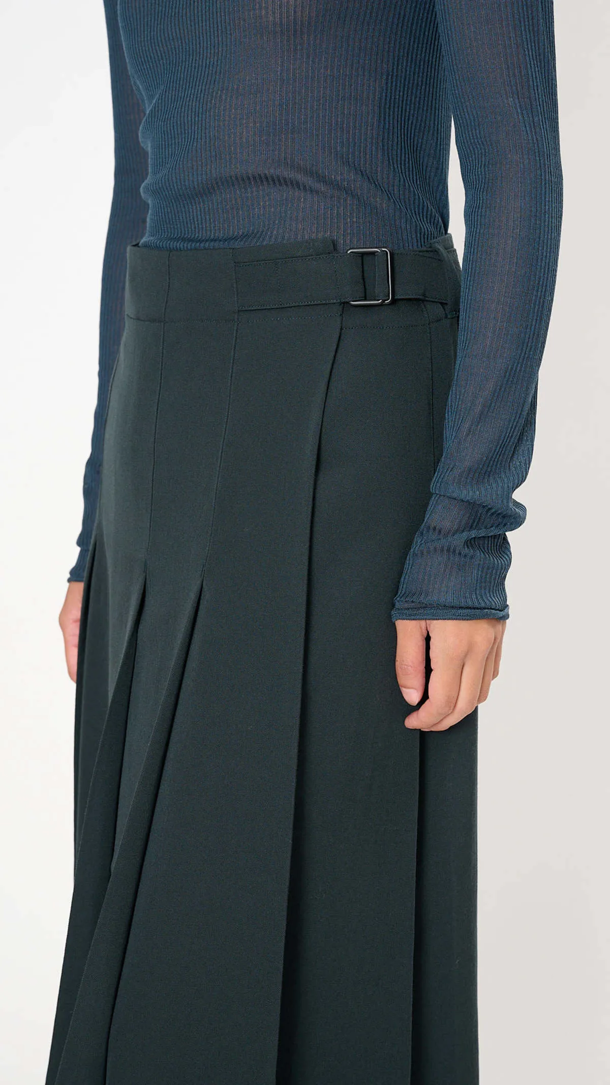 Pleated Wrap Skirt - Caviar