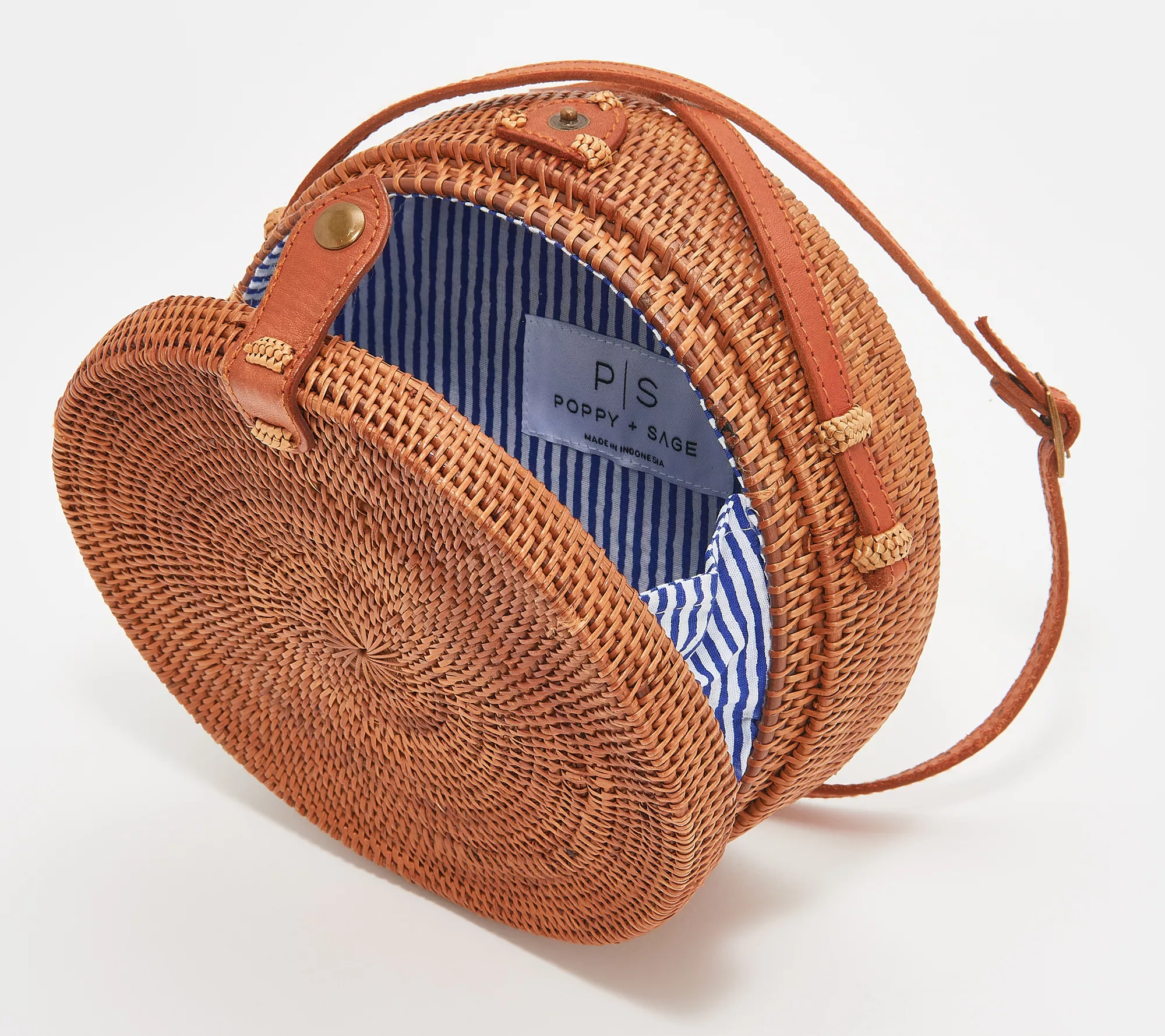 POPPY & SAGE Woven Rattan Circle Crossbody - Camilla