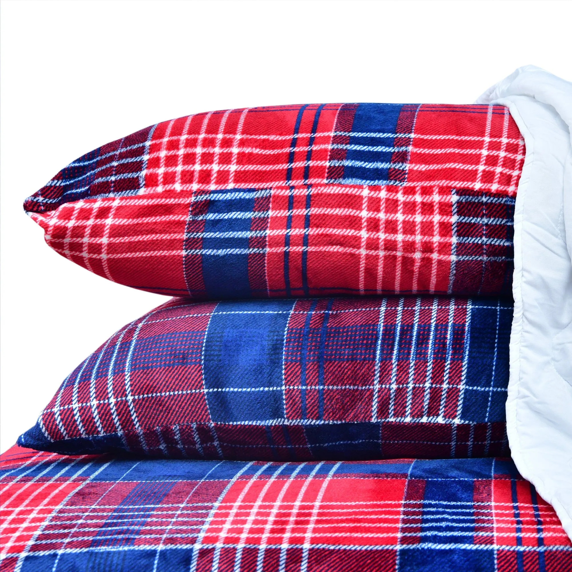 QUILT COVER SET SHERPA TARTAN