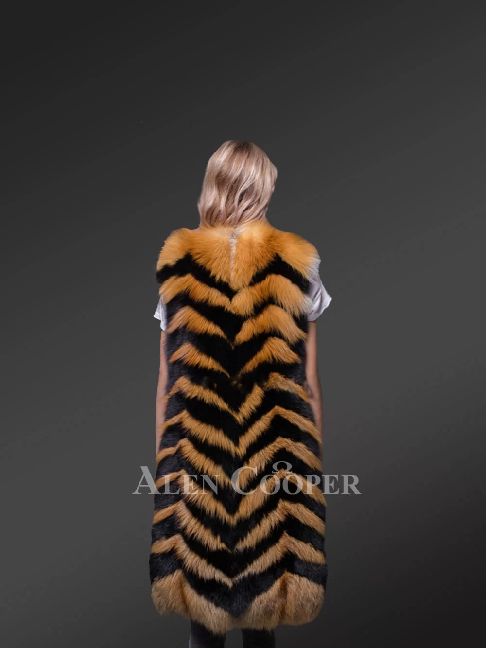 real fox furry winter vest