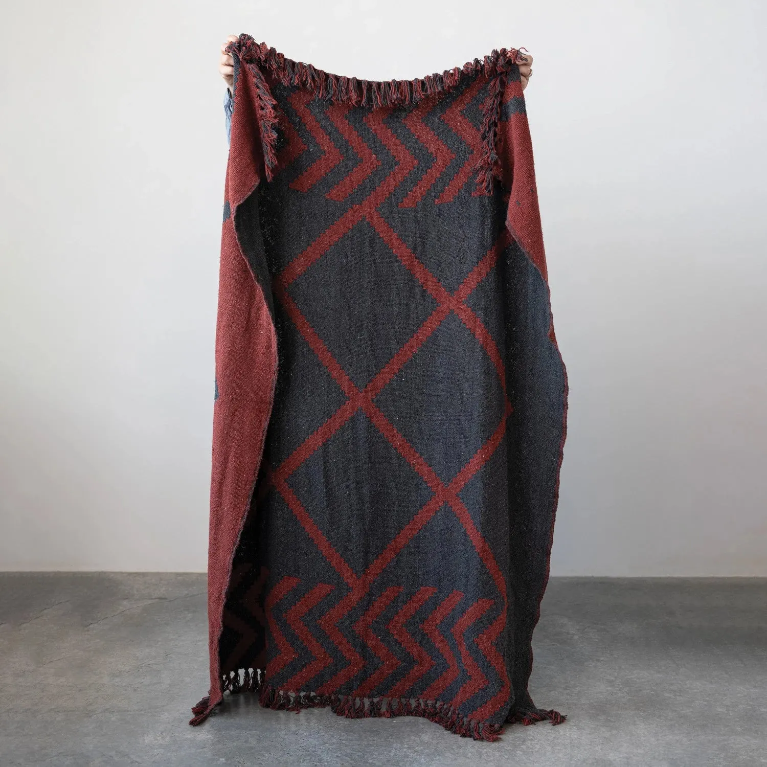 Red + Navy Throw Blanket