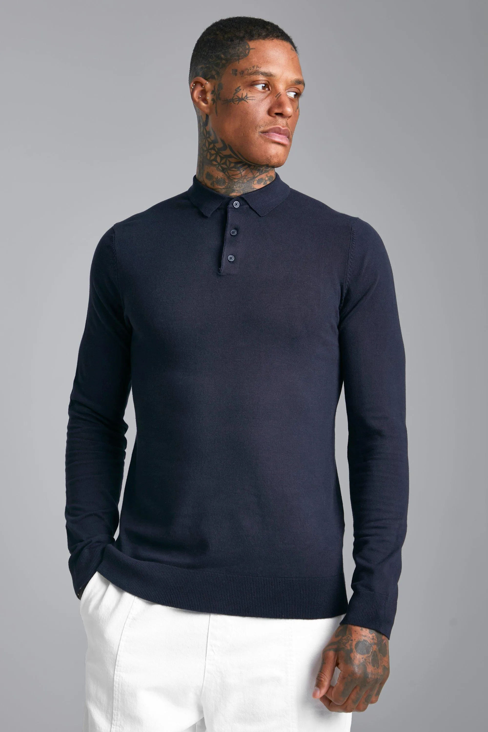 Regular Long Sleeve Polo | boohooMAN UK