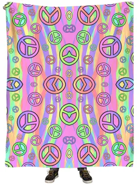 Retro Peace Symbol Plush Blanket