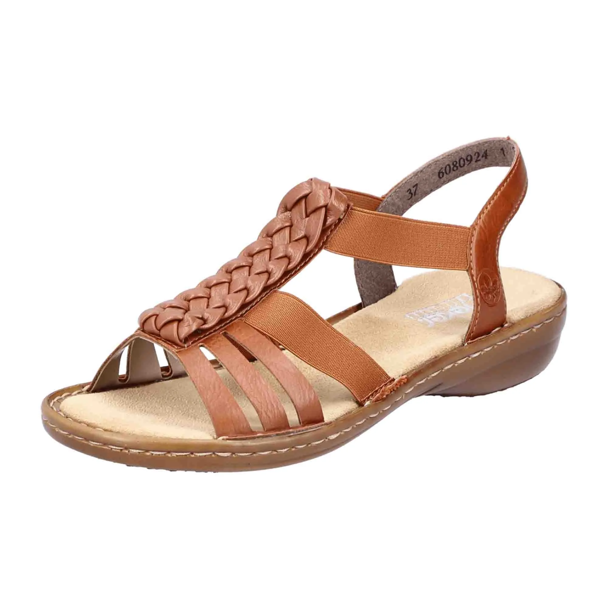 Rieker Women's Brown Sandals with Elastic Strap for Comfort and Support