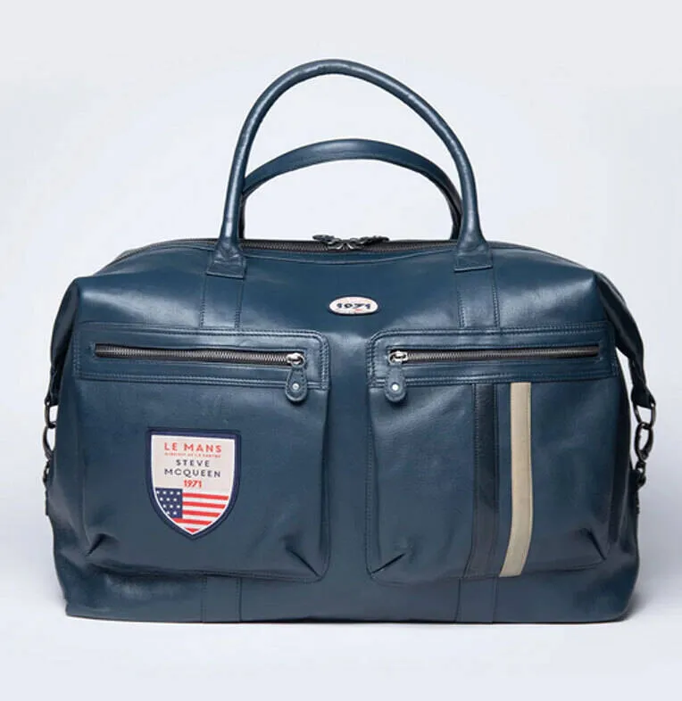 Royal blue leather travel bag 24h du mans steeve mcqueen \dean 4\