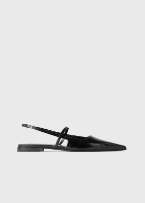 Sharp patent slingback flats black