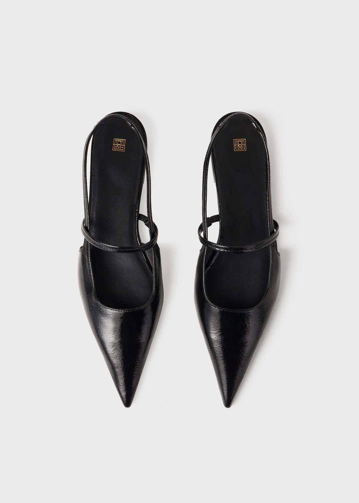 Sharp patent slingback flats black