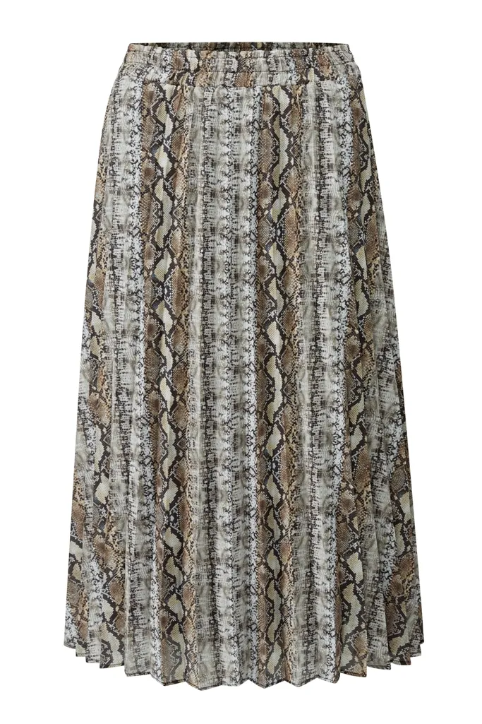 Snake Print Pleated Skirt