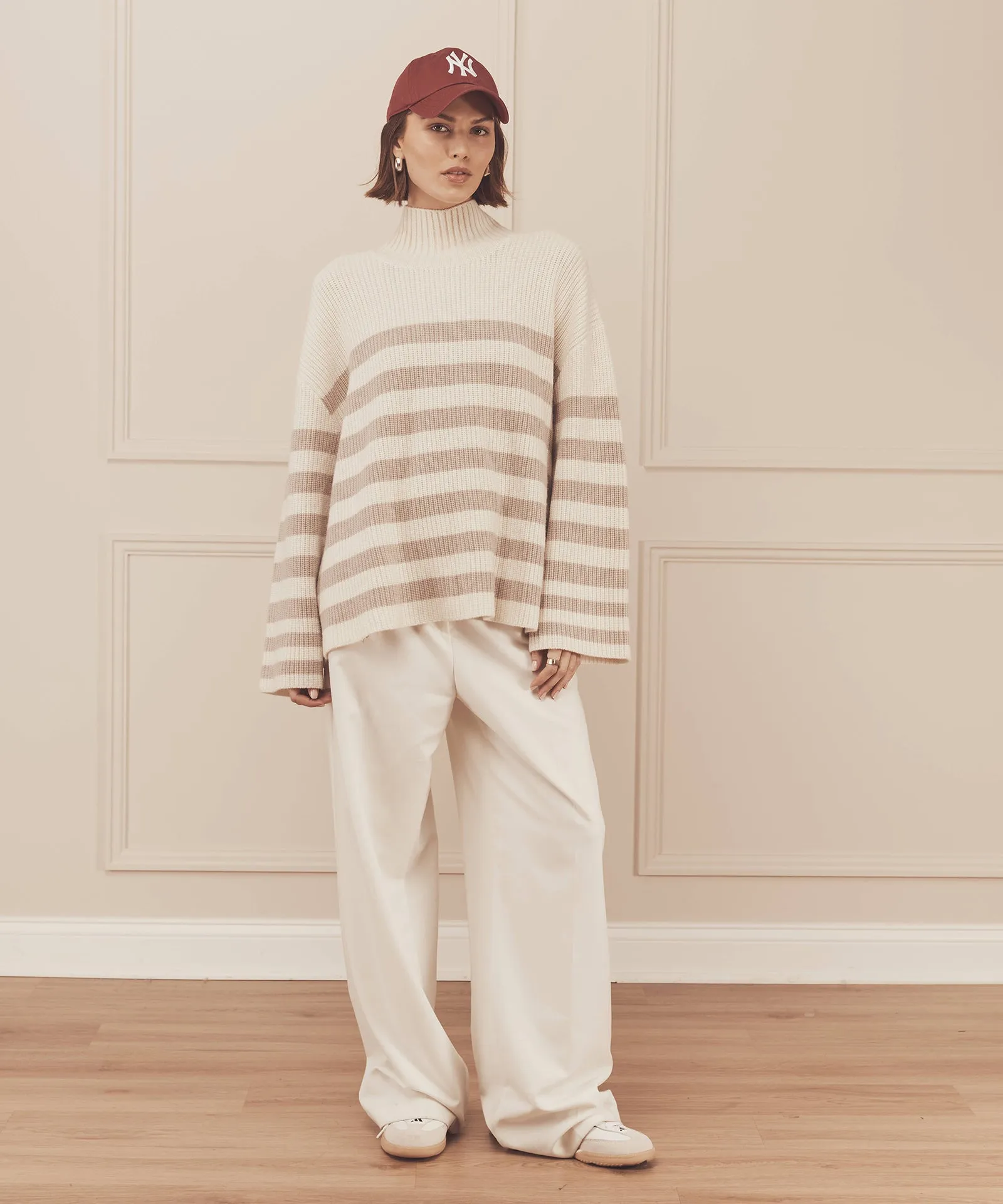 Super Luxe Cashmere Striped Turtleneck