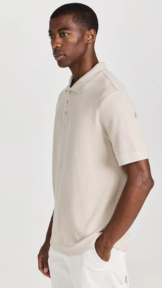 Vince   Varigated Texture Short Sleeve Polo 