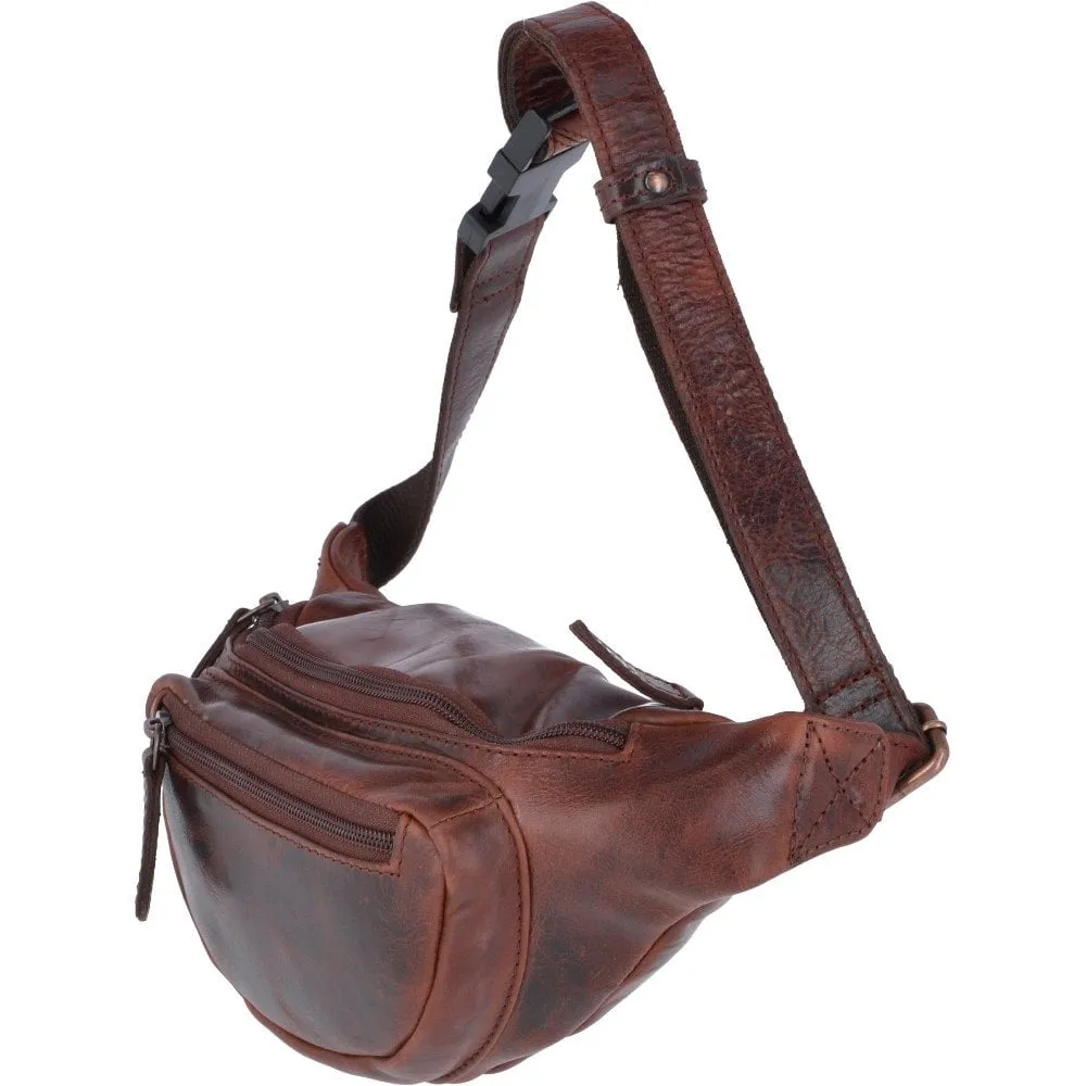 Vintage Leather Travel Waist Bag Tan: Ed