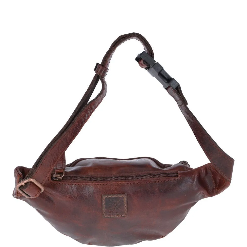 Vintage Leather Travel Waist Bag Tan: Ed