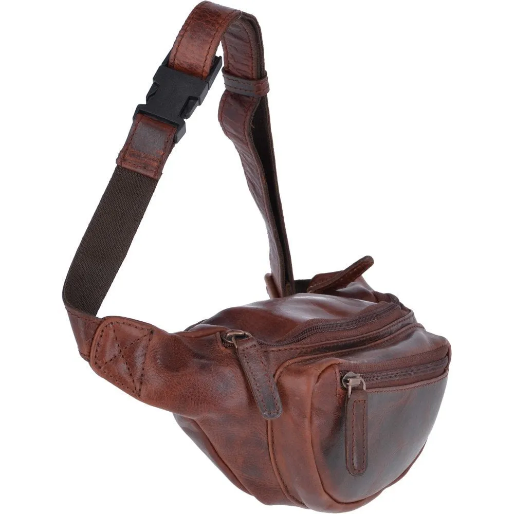 Vintage Leather Travel Waist Bag Tan: Ed