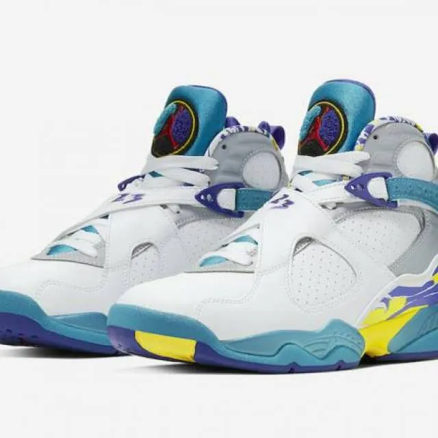 W Nike Air Jordan Retro 8 White Aqua 2019 Bright Concord...