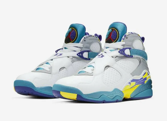 W Nike Air Jordan Retro 8 White Aqua 2019 Bright Concord...