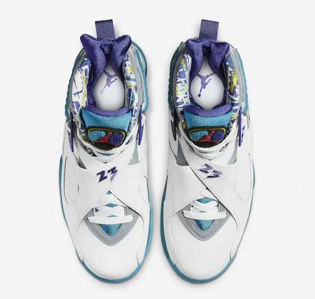 W Nike Air Jordan Retro 8 White Aqua 2019 Bright Concord...