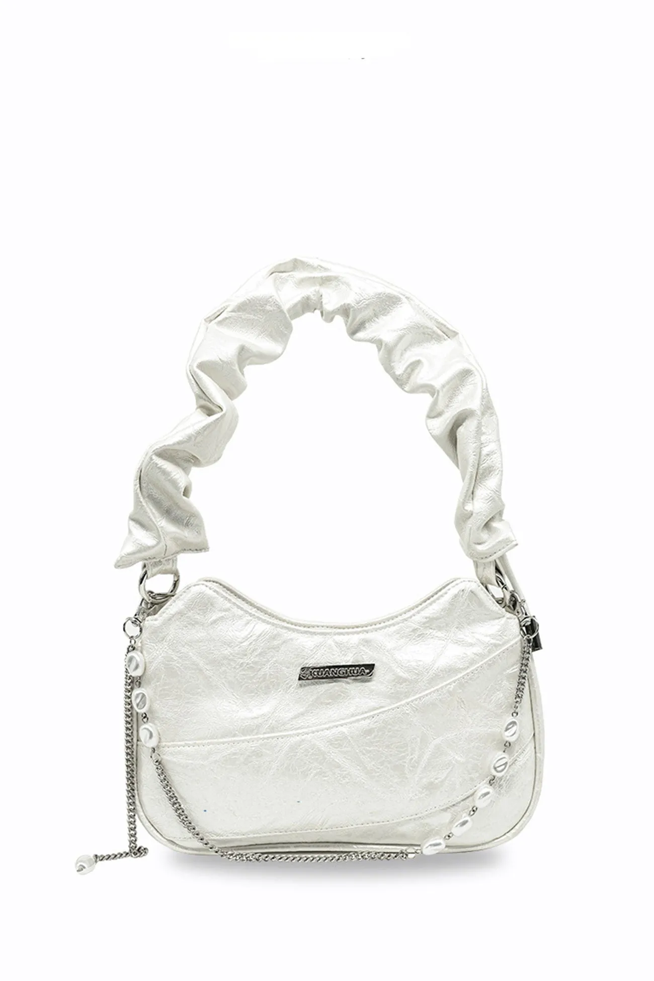 Wax Leather Ruched Shoulder Bag