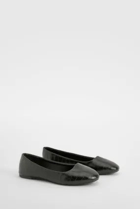 Wide Width Croc Ballet Flats