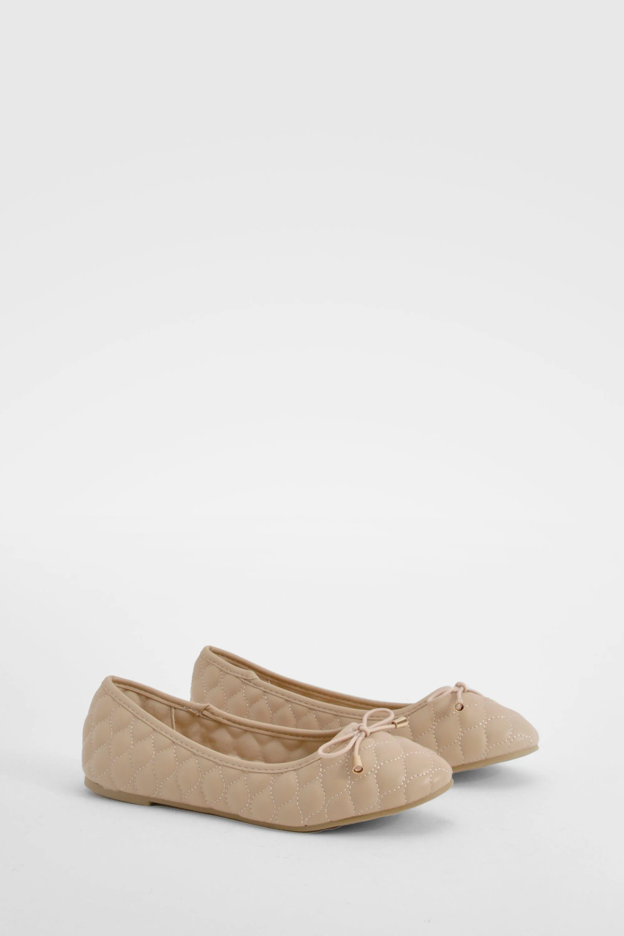 Wide Width Quilted Bow Detail Ballet Flats