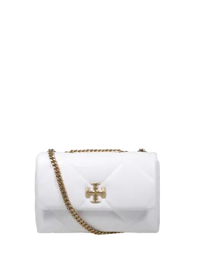 WOMAN TORY BURCH WHITE COW LEATHER KIRA DIAMOND QUILT SMALL CONVERTIBLE SHOULDER BAG