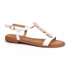 Women's Flat Sandals Made of Eco Leather, White Jeritellia