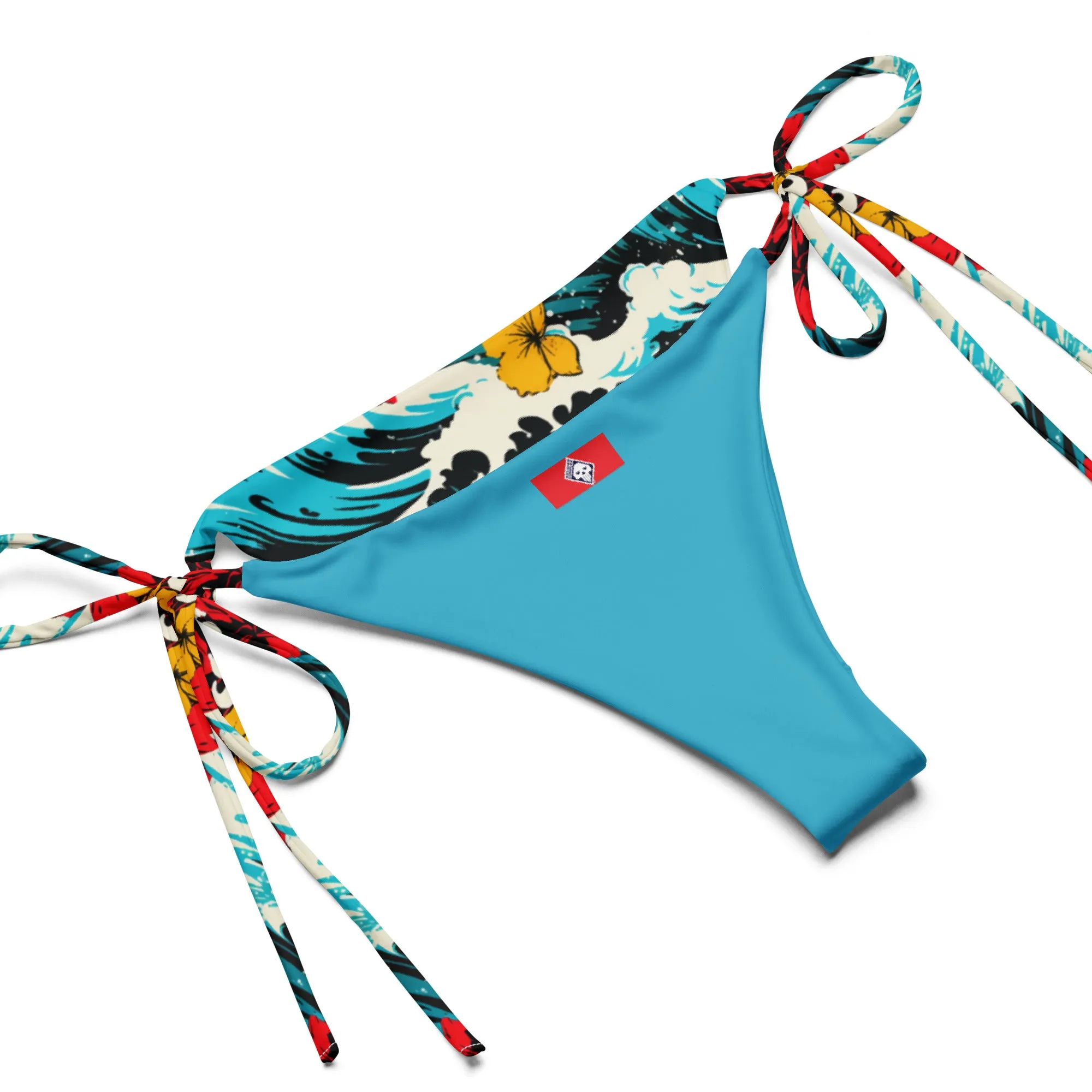 Women's String Bikini - Waves and Flowers 001