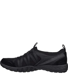 Womens/ladies breathe-easy rugged suede relaxed fit trainers black Skechers