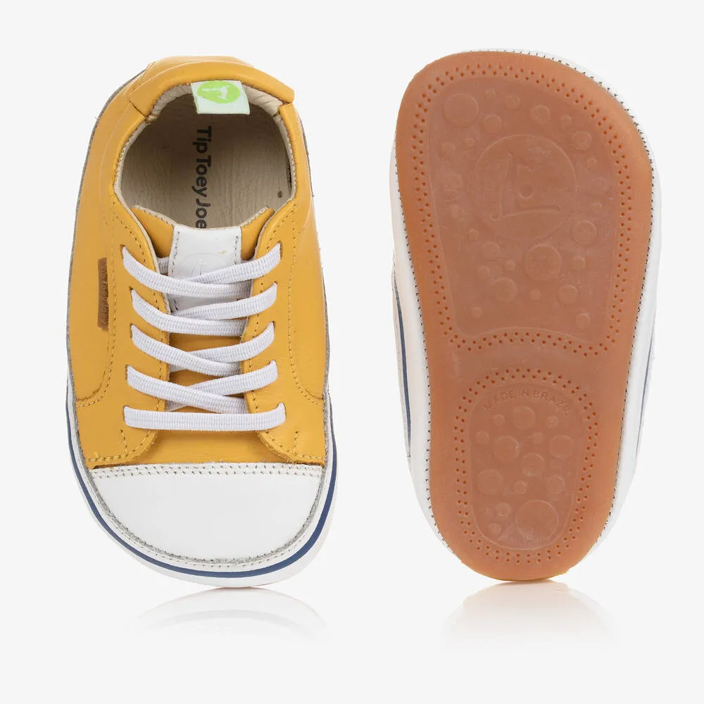 Yellow Leather Baby Trainers